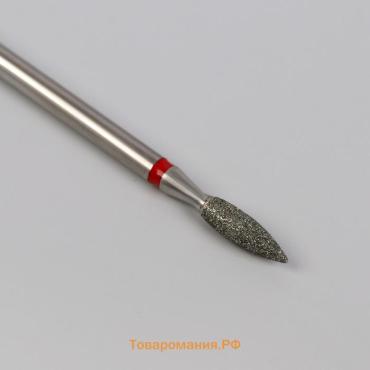 Фреза алмазная для маникюра «Пламя», мелкая зернистость, 2.1×8 мм, в пластиковом футляре