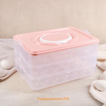 Контейнер для хранения яиц, 31.5×22×17.5 см, в 1 ярусе 24 ячейки, МИКС