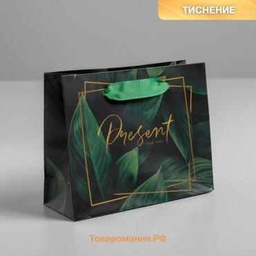 Пакет подарочный ламинированный горизонтальный, упаковка, Present for you, S 15 х 12 х 5,5 см