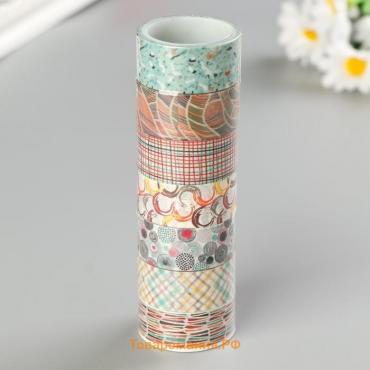 Клейкие WASHI-ленты для декора "Микс №3", 15 мм х 3 м (набор 7 шт) рисовая бумага