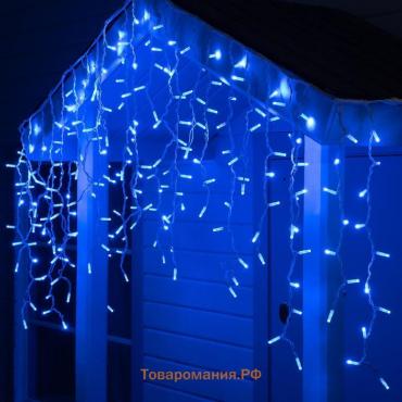 Гирлянда "Бахрома" 3 х 0.9 м , IP65, УМС, белая нить каучук, 232 LED, свечение синее, 220 В