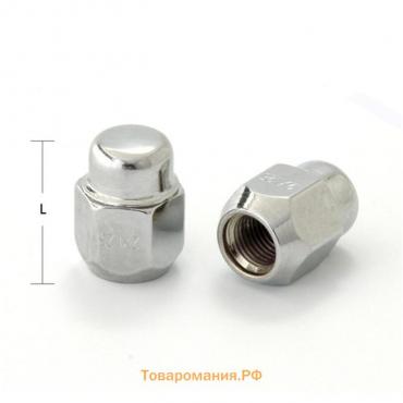 Гайка M12x1.5, L=27, ключ 19, конус, закрытая, хром