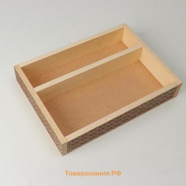 Кашпо деревянное, 27.5×20×4.5 см "Узоры", 2 отдела, гравировка