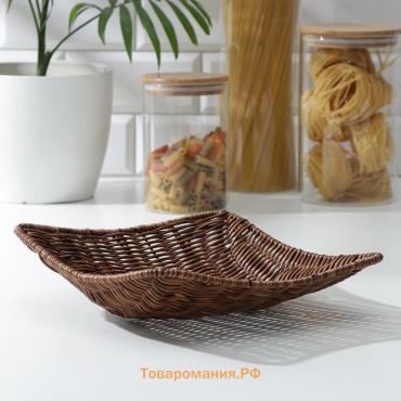 Корзинка для подачи  «Огайо», 25×25×8 см, квадратная, коричневая