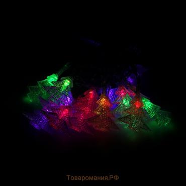 Гирлянда «Нить» 3 м с насадками «Ёлки», IP20, прозрачная нить, 20 LED, батарейки AAх3 (нет в комплекте), свечение мульти