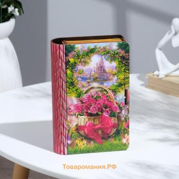 Книга-шкатулка "Корзина роз",19,5х13х4,5 см