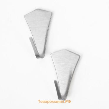 Крючки самоклеящиеся SAVANNA «Кристалл», 2 шт., металл, 4.4×3×2 см, хромированные