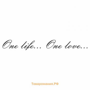 Наклейка "One life...One love...", черная, плоттер, 400 х 55 х 1 мм