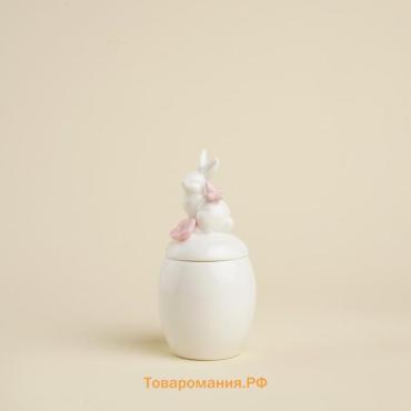 Банка для сыпучих SL Home «Лесные кролики», 220 мл, 7.5×16 см, фарфор, белая